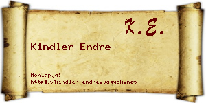 Kindler Endre névjegykártya